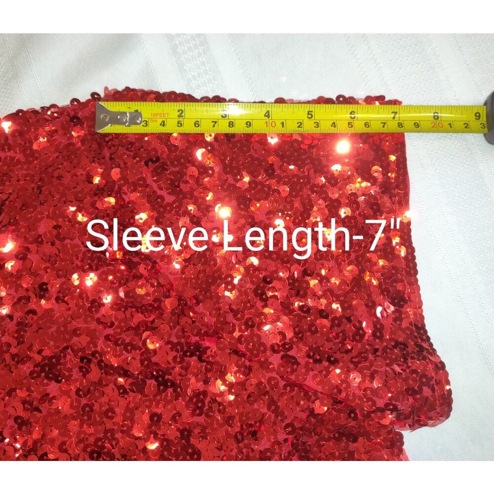 Maner Red Sequinned Top PLUS Sz 4 XL Heavily Embellished Stretchy Holiday Lined - Picture 14 of 16